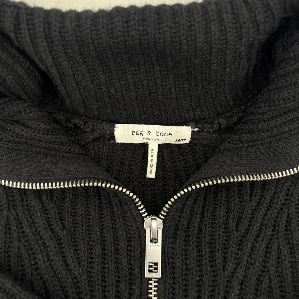 Rag & Bone Black Ribbed Quarter Zip Sweater Womens XS High Neck Pullover - Picture 7 of 10
